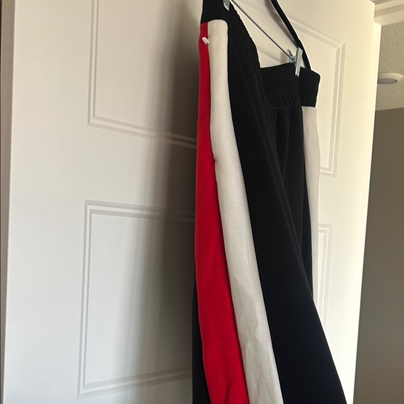 SPANX Black Wide-Leg Pants with Red & Cream Side Stripes - Picture 2 of 4